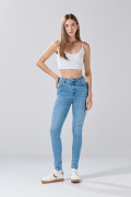 Jean jegging infaltables tiro súper alto azul con desgastes
