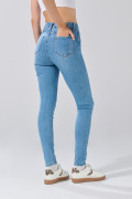 Jean jegging infaltables tiro súper alto azul con desgastes
