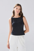 Camiseta manga sisa unicolor ajustada con cuello redondo