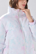 Chaqueta cuello alto acolchada blanca con estampados