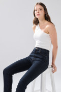 Jean jegging infaltables 5 bolsillos azul con tiro súper alto
