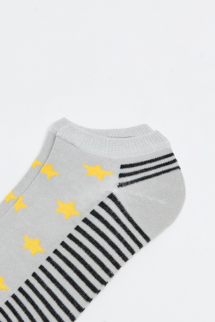 Medias tobilleras unicolores con estrellas y rayas