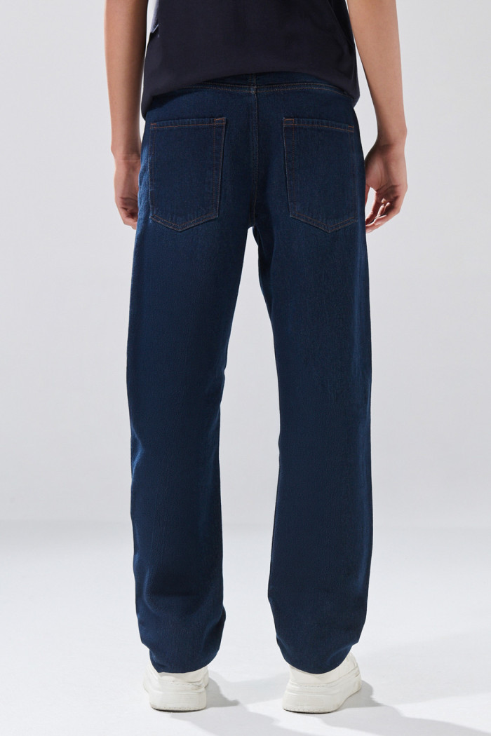 Jean 90´S infaltables azul intenso bota recta con tiro bajo
