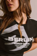Camiseta negra college de Verano Urbano con manga corta

