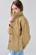 Chaqueta unicolor con de Polka Dots cuello trucker y botones
