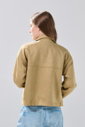 Chaqueta unicolor con de Polka Dots cuello trucker y botones
