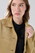 Chaqueta unicolor con de Polka Dots cuello trucker y botones

