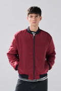 Chaqueta doble faz bomber acolchada unicolor con bolsillos

