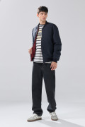 Chaqueta doble faz bomber acolchada unicolor con bolsillos
