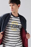 Chaqueta doble faz bomber acolchada unicolor con bolsillos
