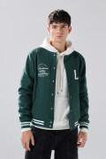Chaqueta verde oscura bomber college con bolsillos