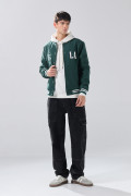 Chaqueta verde oscura bomber college con bolsillos