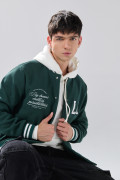 Chaqueta verde oscura bomber college con bolsillos