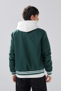 Chaqueta verde oscura bomber college con bolsillos