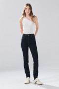 Jean jegging azul súper tiro alto con costuras en contraste