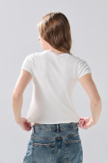 Camiseta infaltables acanalada unicolor con cuello redondo
