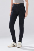 Jean azul intenso push up infaltables tiro alto con costuras
