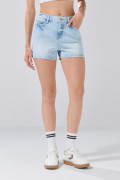 Short de jean 5 bolsillos azul claro con tiro alto
