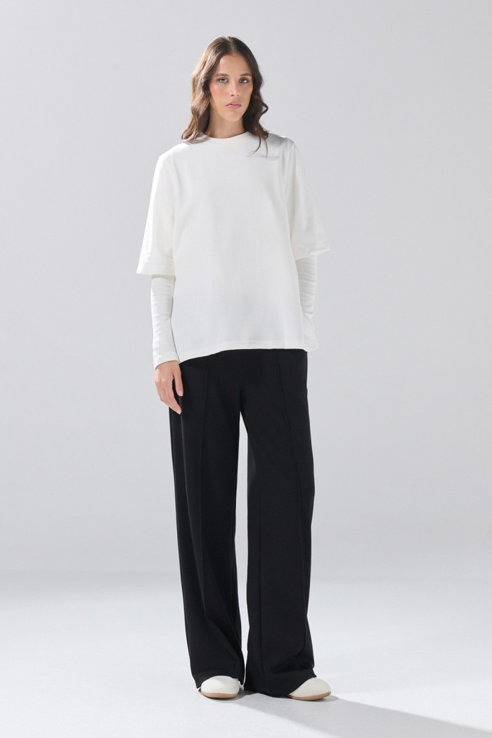 Camiseta manga corta unicolor oversize con aberturas