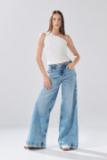 Jean bota recta straight leg infaltables azul con tiro alto
