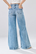 Jean bota recta straight leg infaltables azul con tiro alto
