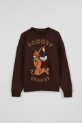 Buzo café oscuro cuello redondo oversize de Scooby-Doo