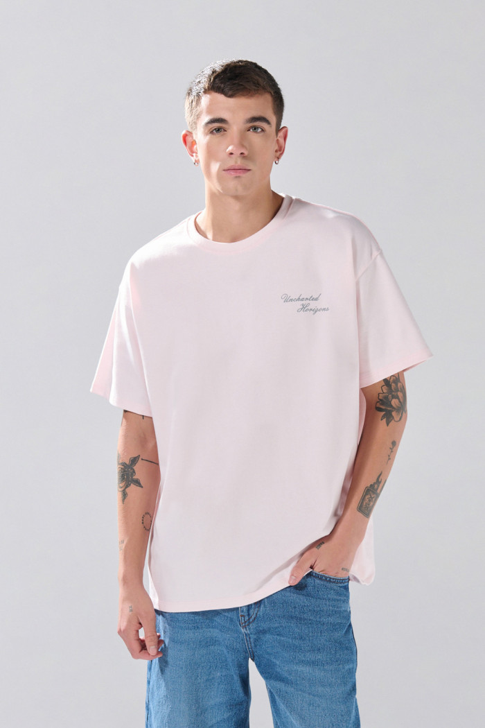 Camiseta unicolor con diseños de Verano Urbano y manga corta

