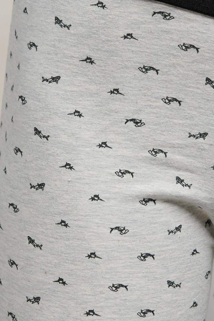 Bóxer brief-medio gris en algodón con peces estampados
