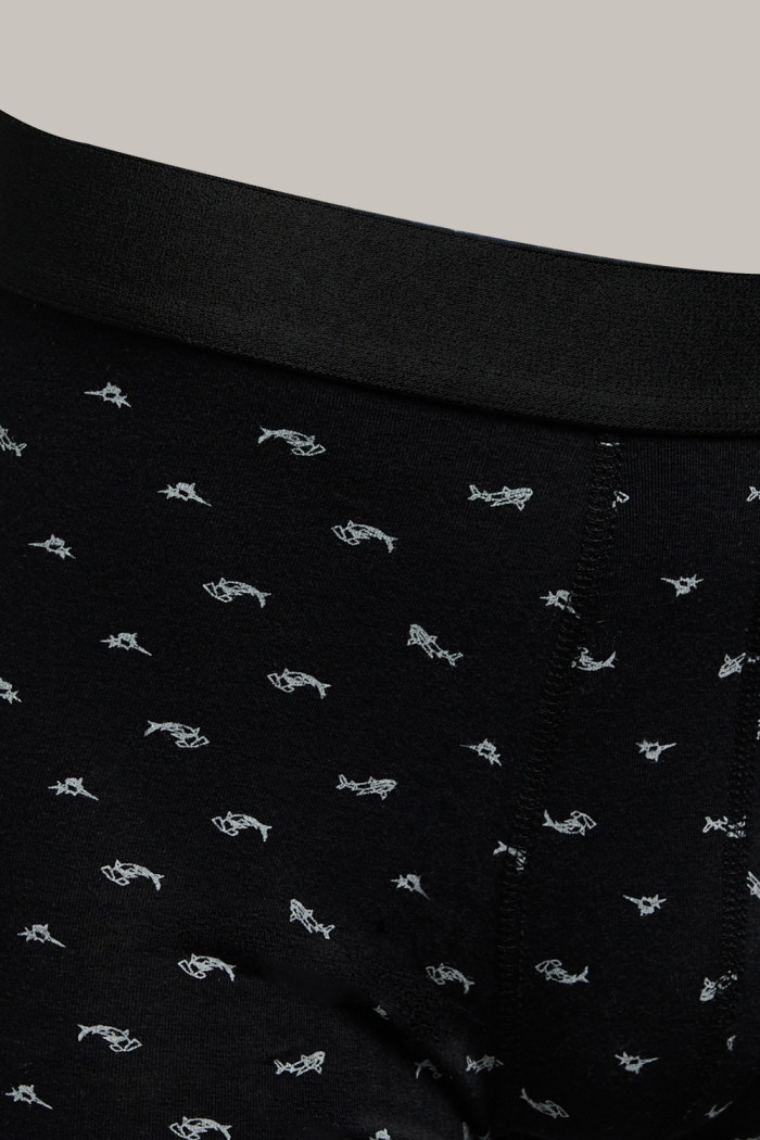 Bóxer midway brief-largo negro con peces estampados
