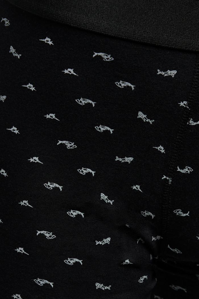 Bóxer midway brief-largo negro con peces estampados

