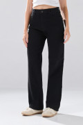 Jean 90´S infaltables tiro alto negro con bota recta
