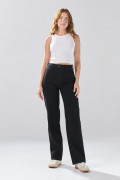 Jean 90´S infaltables tiro alto negro con bota recta
