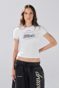 Camiseta crema cuello redondo college de Verano Urbano
