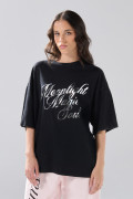 Camiseta negra tie dye cuello redondo de Verano Urbano
