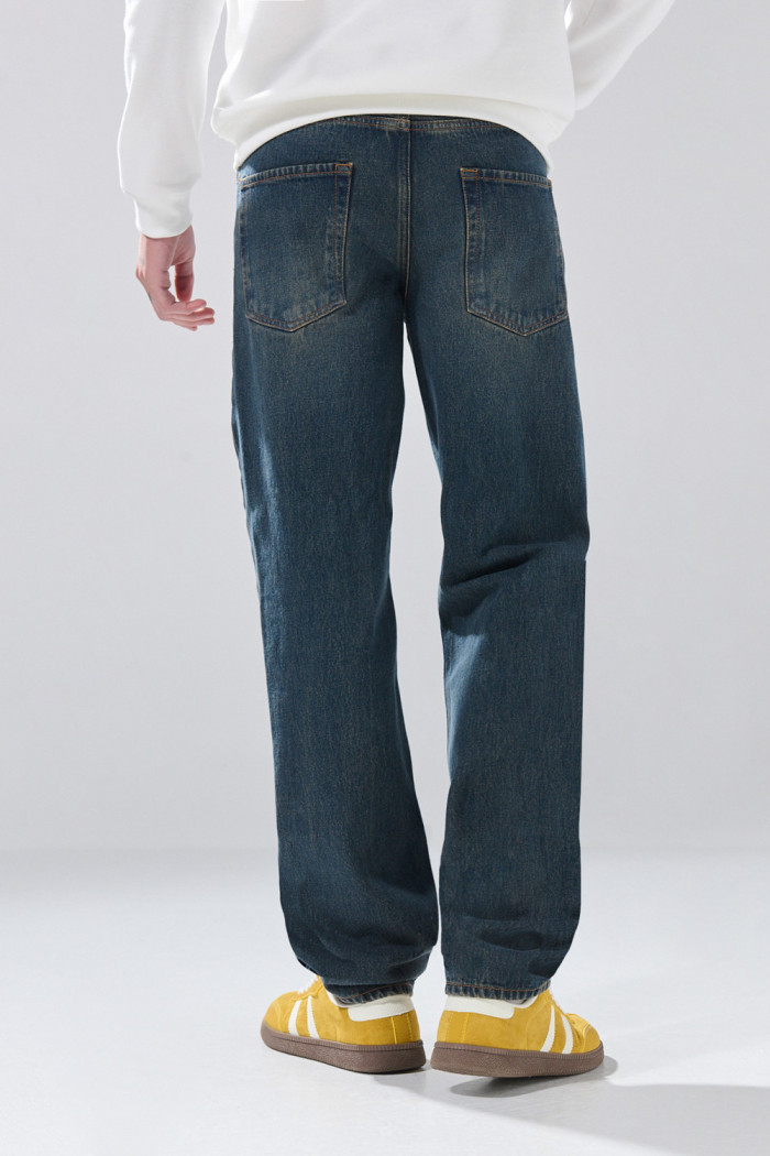 Jean 90´S infaltables bota recta azul oscuro con tiro bajo

