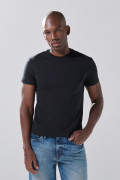 Camiseta infaltables unicolor cuello redondo con manga corta
