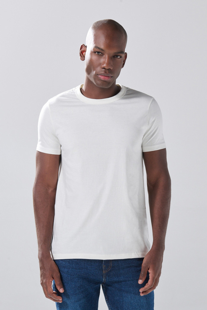 Camiseta en algodón infaltables unicolor con manga corta

