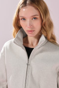 Chaqueta crema clara en paño con cuello alto de Polka Dots
