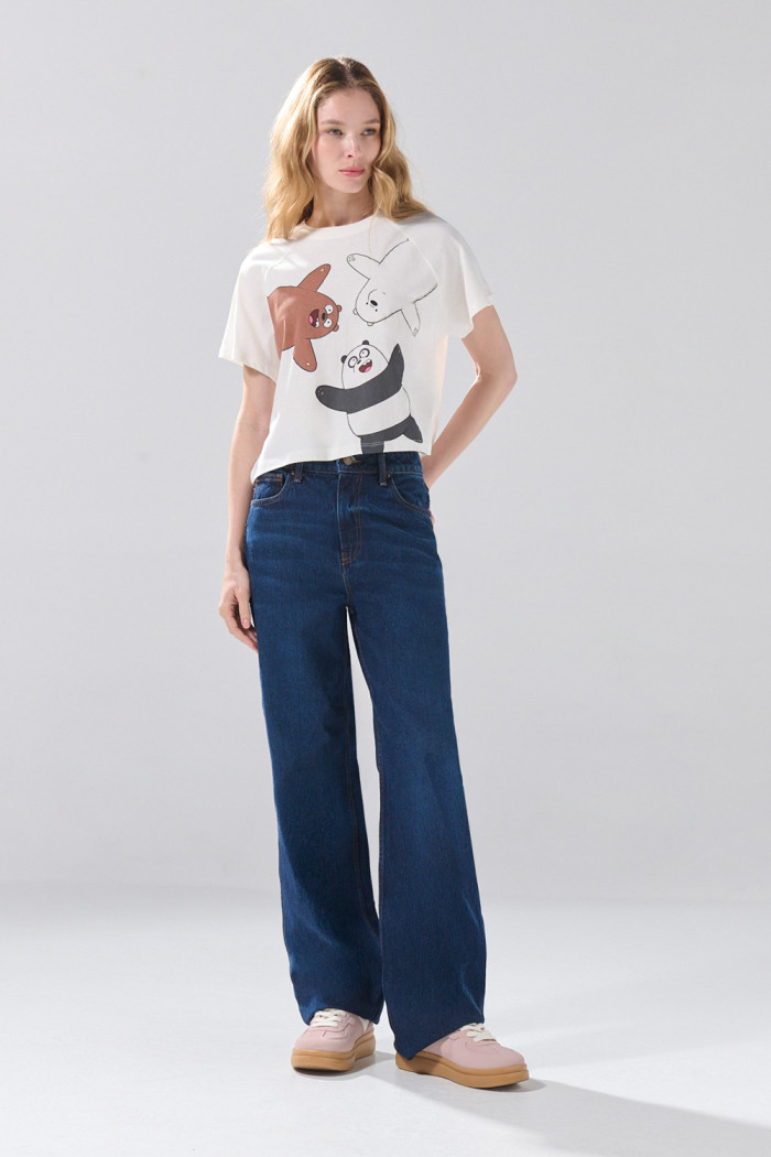 Camiseta de Osos Escandalosos crema con manga ranglan