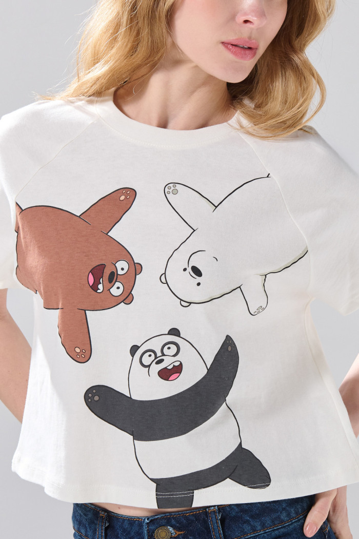 Camiseta de Osos Escandalosos crema con manga ranglan