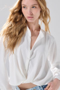 Blusa  manga larga con cruce delantero