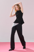 Jean gris loose barrel tiro bajo con puntos de Polka Dots
