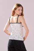 Camiseta manga sisa unicolor de Polka Dots con contrastes
