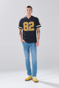 Jean skinny infaltables tiro bajo azul medio con desgastes
