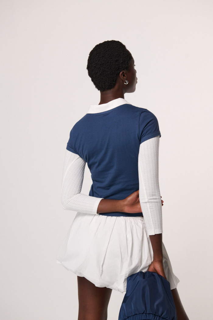 Camiseta azul oscura con cuello polo college de Fan Edition
