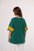 Camiseta oversize cuello V verde college de Fan Edition
