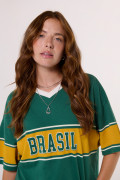 Camiseta oversize cuello V verde college de Fan Edition
