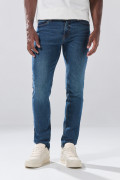 Jean slim infaltables azul oscuro tiro bajo con cremallera
