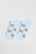 Medias azules claras tobilleras con diseños de donuts
