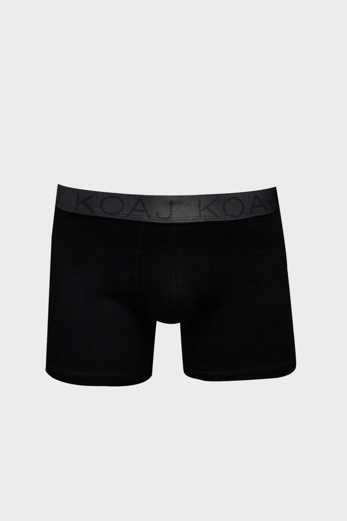 Bóxer brief-medio negro en algodón con costuras planas
